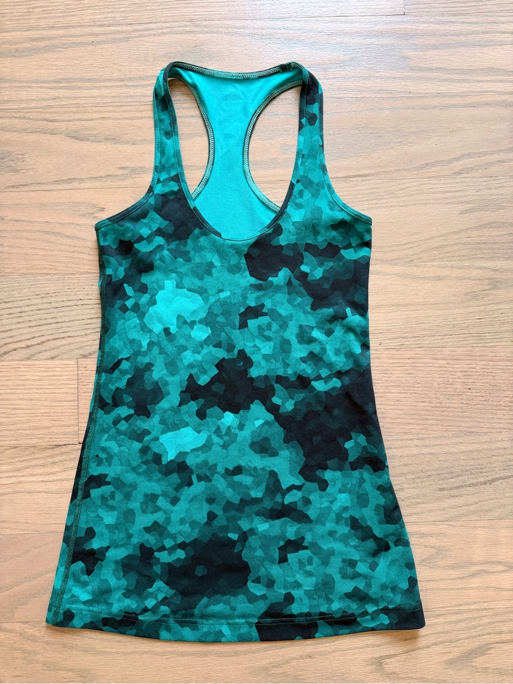 Lululemon Teal Camouflage Racerback Slim-fitting Tank Top